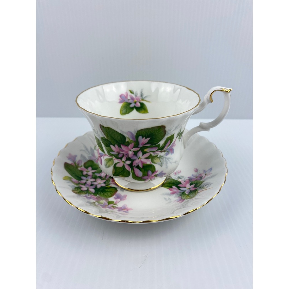 Royal Albert Mayflower Teacup and Saucer Set Bone China Floral Gold Trim England